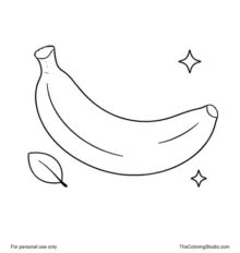 large yellow banana with small leaf and sparkles