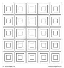 Concentric square tile grid with large colorful nested square cells on a white background.