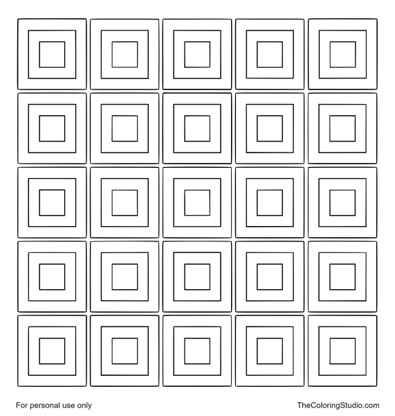 Concentric square tile grid with large colorful nested square cells on a white background.