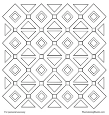 Diamond tile grid with large triangles and square connectors on a white background.