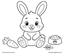 friendly bunny sitting with simple pet details
