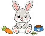 friendly bunny sitting with simple pet details