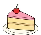 simple cake slice with cherry on top