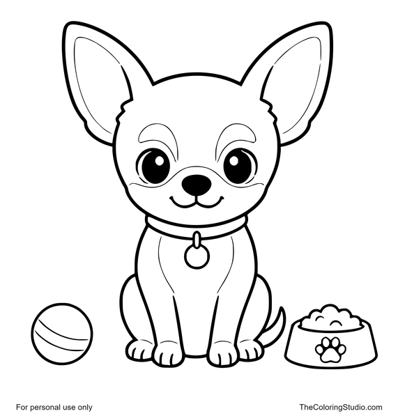 friendly chihuahua sitting with simple pet details