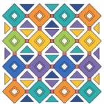 Diamond tile grid with large triangles and square connectors on a white background.