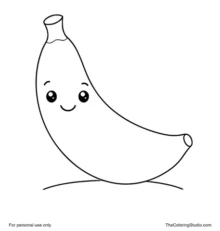 cute smiling banana with simple fruit accents