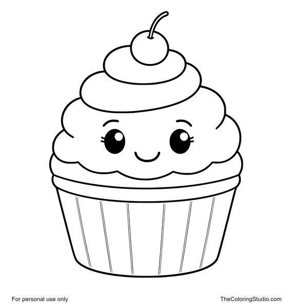 friendly cupcake with cherry on top