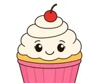 friendly cupcake with cherry on top