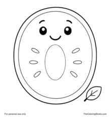 cute smiling kiwi fruit with a small leaf