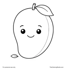 cute smiling mango with a small leaf