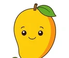 cute smiling mango with a small leaf