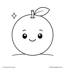 cute orange fruit with a little leaf and simple accents