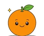 cute orange fruit with a little leaf and simple accents
