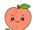 cute smiling peach with a small leaf