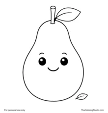 cute smiling pear with a small leaf