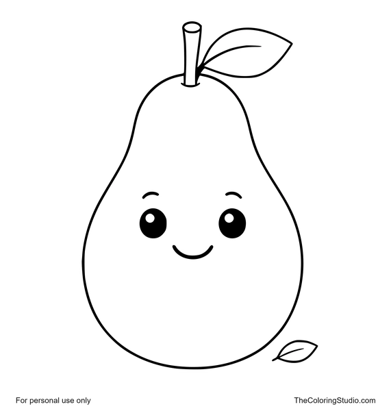 cute smiling pear with a small leaf