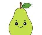 cute smiling pear with a small leaf