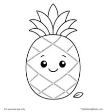 cute smiling pineapple with a simple leafy crown