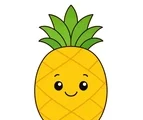 cute smiling pineapple with a simple leafy crown