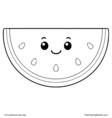 cute smiling watermelon slice with simple seeds