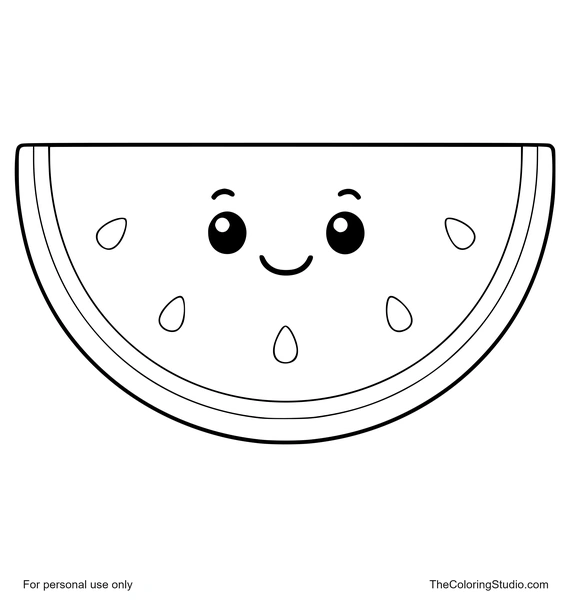 cute smiling watermelon slice with simple seeds