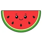 cute smiling watermelon slice with simple seeds