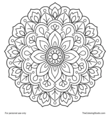 floral mandala with rounded petals and circular symmetry