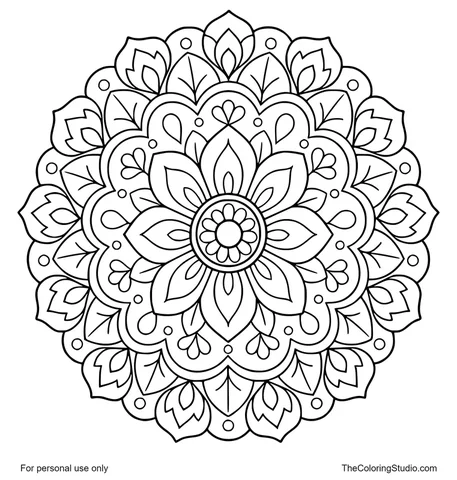floral mandala with rounded petals and circular symmetry