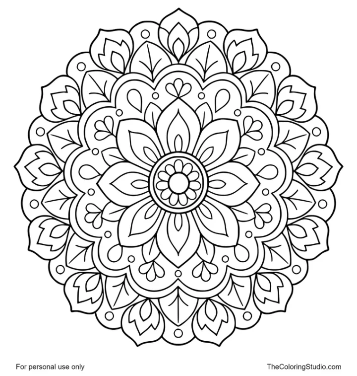 floral mandala with rounded petals and circular symmetry