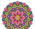 floral mandala with rounded petals and circular symmetry