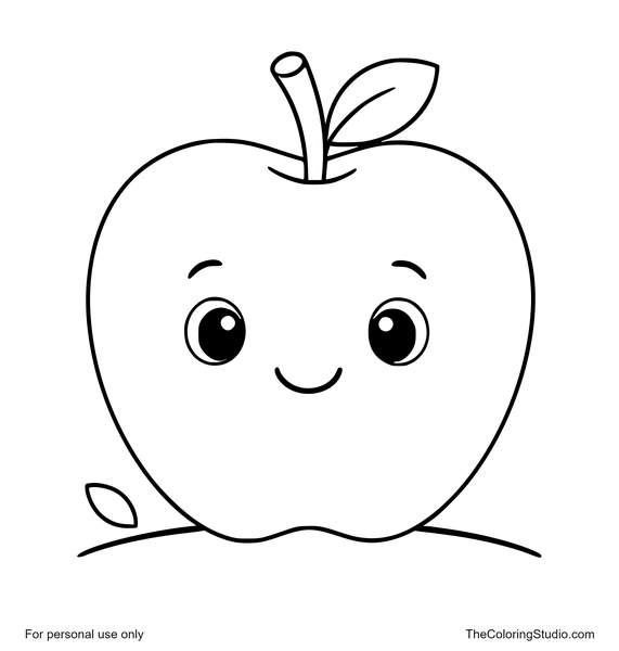 friendly apple with a little leaf and simple fruit accents