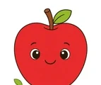 friendly apple with a little leaf and simple fruit accents