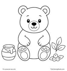 friendly bear with simple forest details