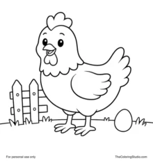 friendly chicken with simple farm details