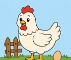 friendly chicken with simple farm details