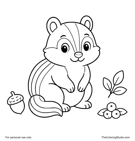 friendly chipmunk with simple forest details