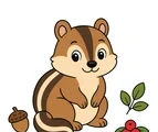 friendly chipmunk with simple forest details