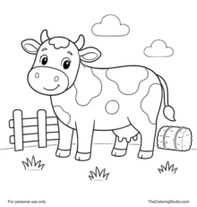 friendly cow with simple farm details