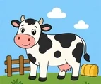 friendly cow with simple farm details