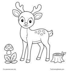friendly deer with simple forest details