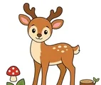 friendly deer with simple forest details