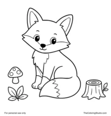 friendly fox with simple forest details