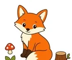 friendly fox with simple forest details