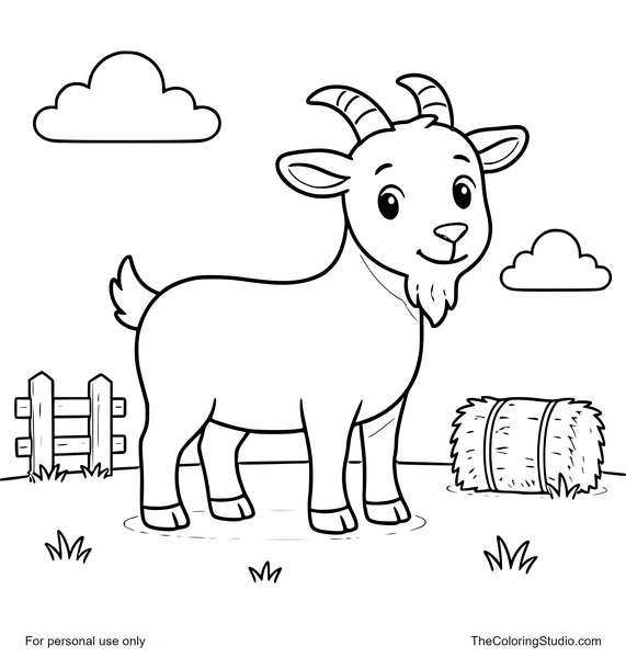 friendly goat with simple farm details