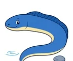 friendly moray eel swimming in a gentle curve with simple ocean accents