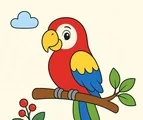 friendly parrot perched on a simple branch