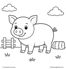 friendly pig with simple farm details