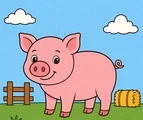 friendly pig with simple farm details