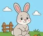 friendly rabbit with simple farm details