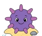 friendly sea urchin resting on a smooth sand mound with simple ocean accents